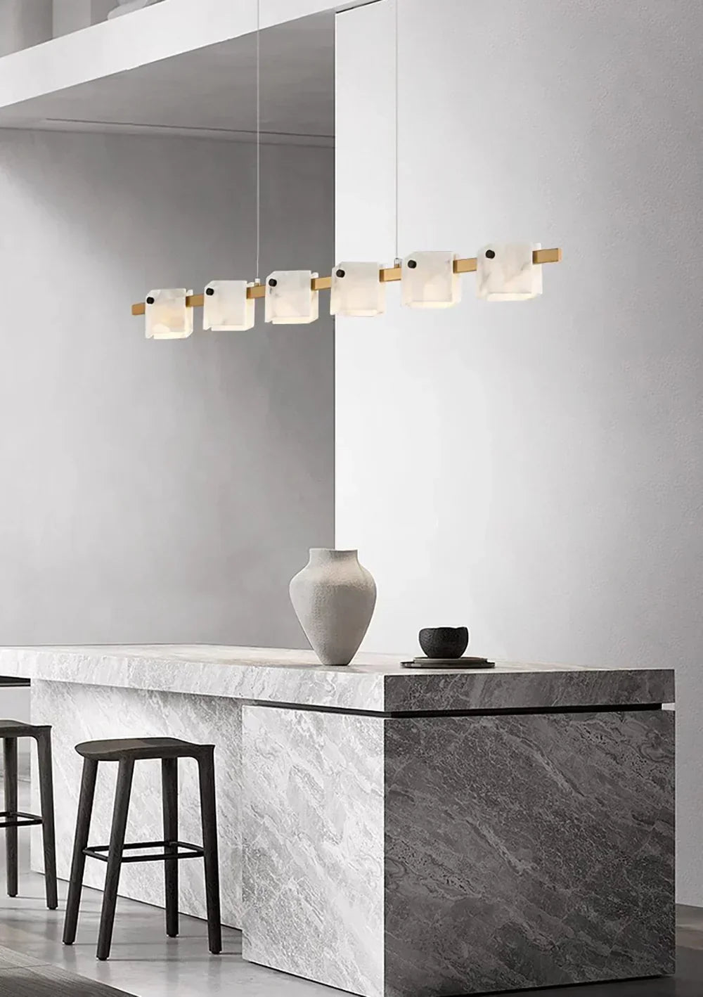 Diamond Shaped Alabaster Ring Chandelier