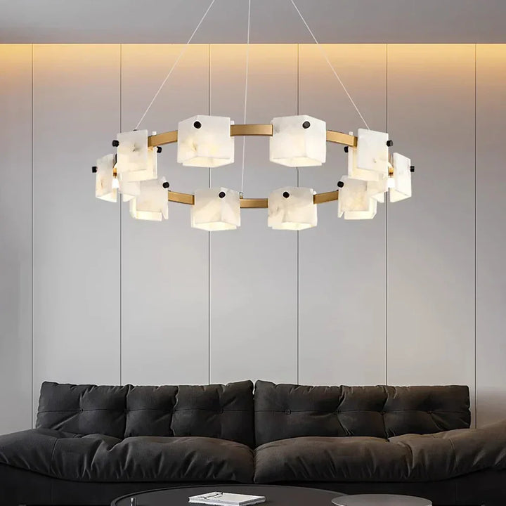 Diamond Shaped Alabaster Ring Chandelier