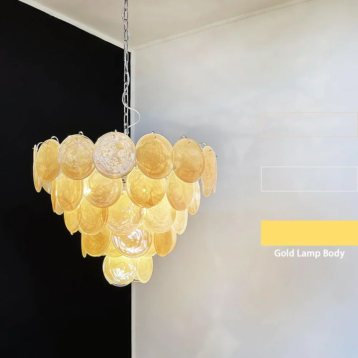 Gold Disk Glass Round Chandelier - view 30 | Woorglamp