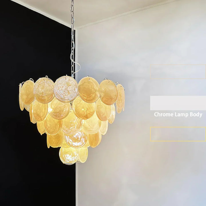Gold Disk Glass Round Chandelier - view 29 | Woorglamp
