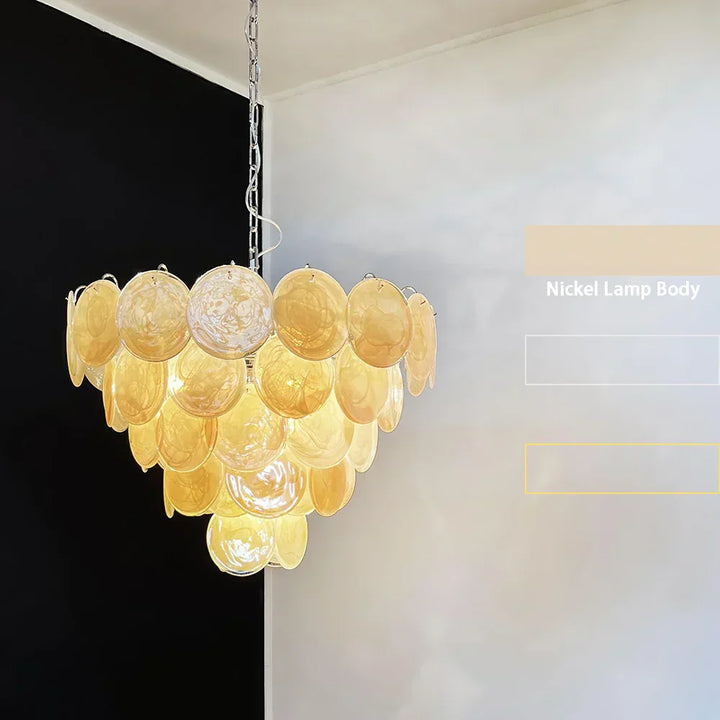 Gold Disk Glass Round Chandelier - view 28 | Woorglamp