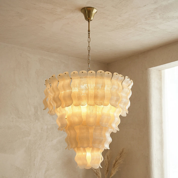 Frosted_Wave_Glass_Chandelier_in_Warm_Beige_Space_Woorglamp