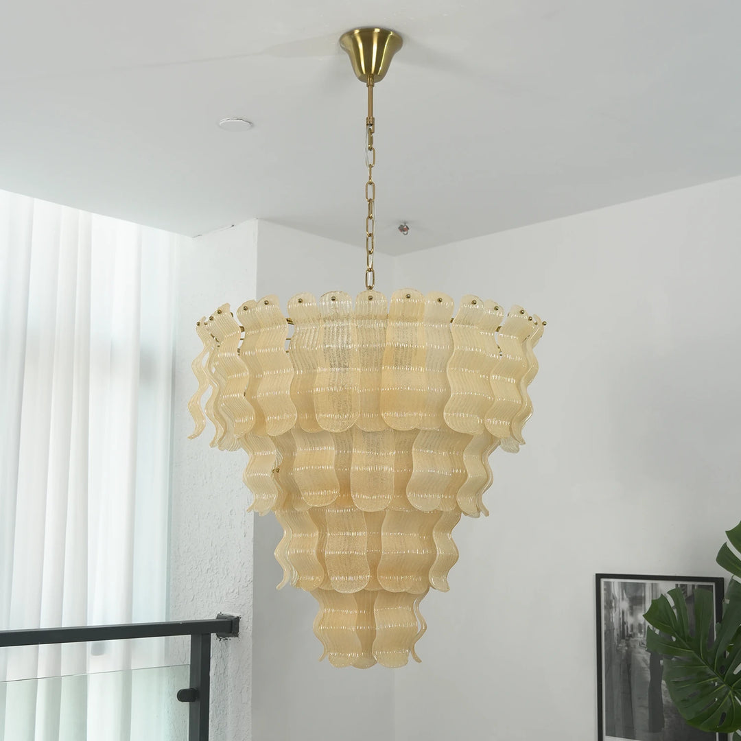 Frosted_Wave_Glass_Chandelier_Side_View_Studio_Shot_Woorglamp