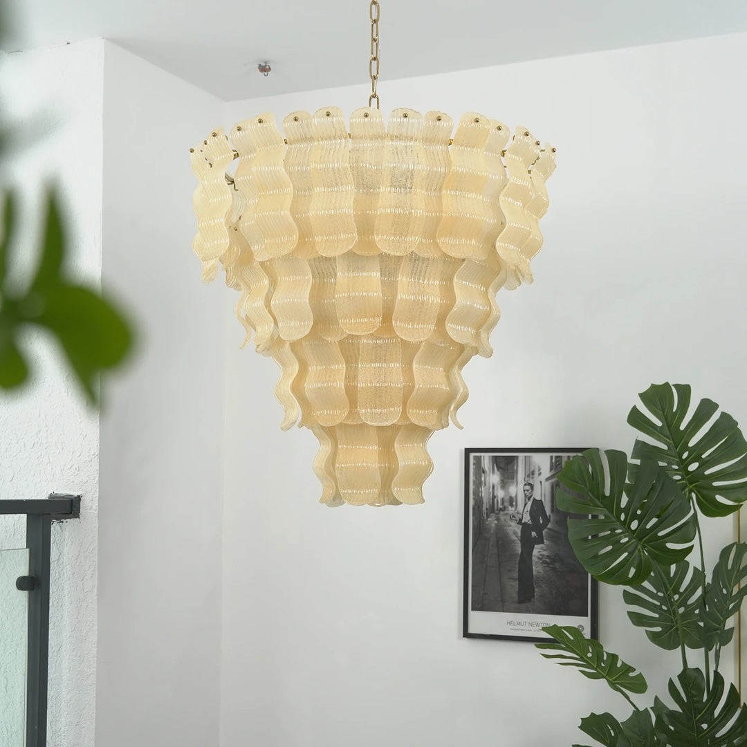 Frosted_Wave_Glass_Chandelier_in_Tall_Ceiling_Window_Space_Woorglamp