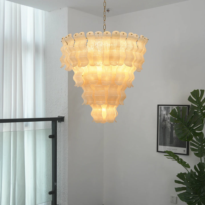 Frosted_Wave_Glass_Chandelier_in_Minimalist_White_Space_Woorglamp