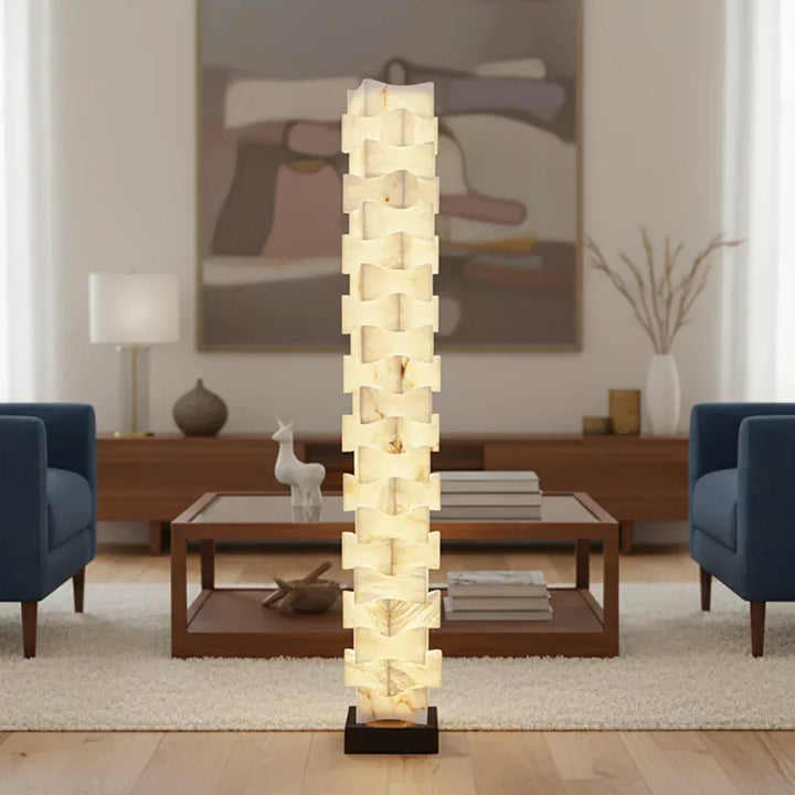 Stacked Alabaster Squares Floor Lamp