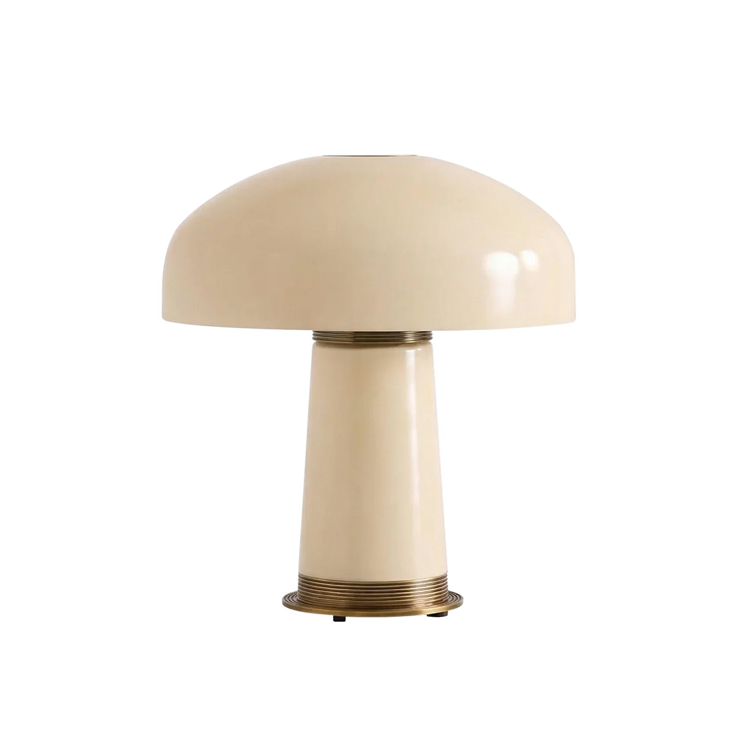 Cream_Glass_Mushroom_Table_Lamp_Front_View_Studio_Shot_Woorglamp