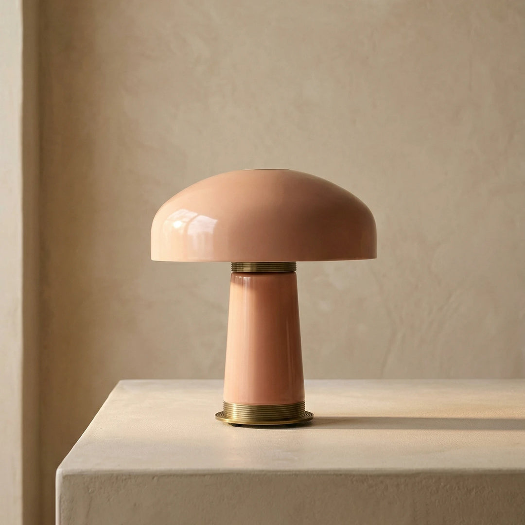 Pink_Glass_Mushroom_Table_Lamp_Shadow_Lighting_Detail_Woorglamp