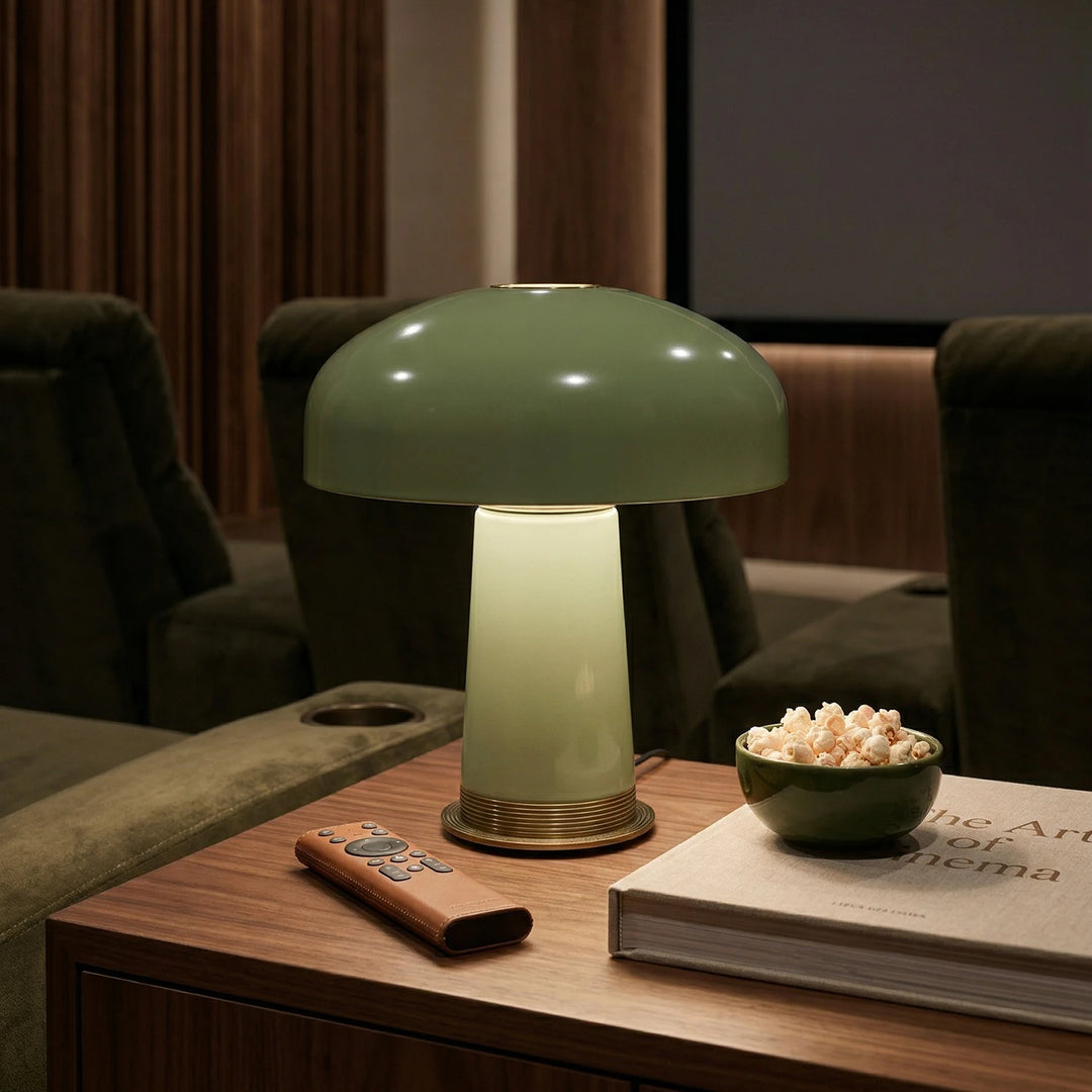 Green_Glass_Mushroom_Table_Lamp_on_Wooden_Coffee_Table_Woorglamp