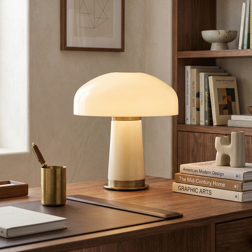 Cream_Glass_Mushroom_Table_Lamp_in_Home_Office_Workspace_Woorglamp
