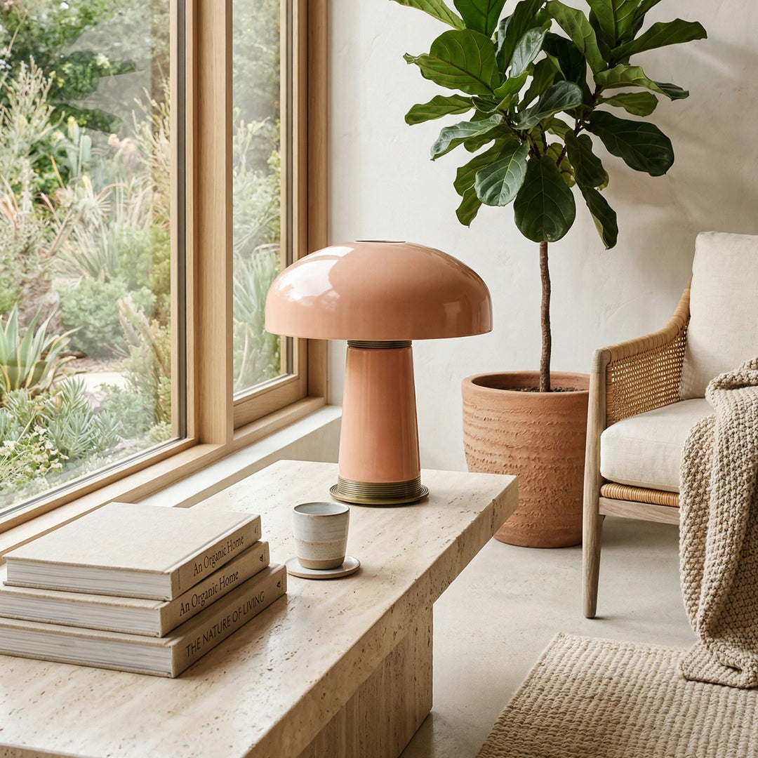 Pink_Glass_Mushroom_Table_Lamp_by_Window_Reading_Nook_Woorglamp