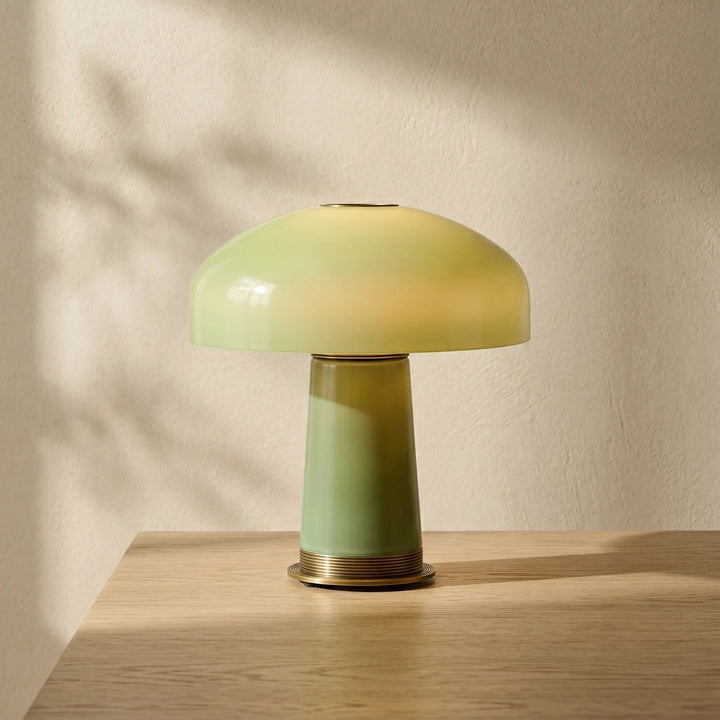 Green_Glass_Mushroom_Table_Lamp_Natural_Light_Shot_Woorglamp