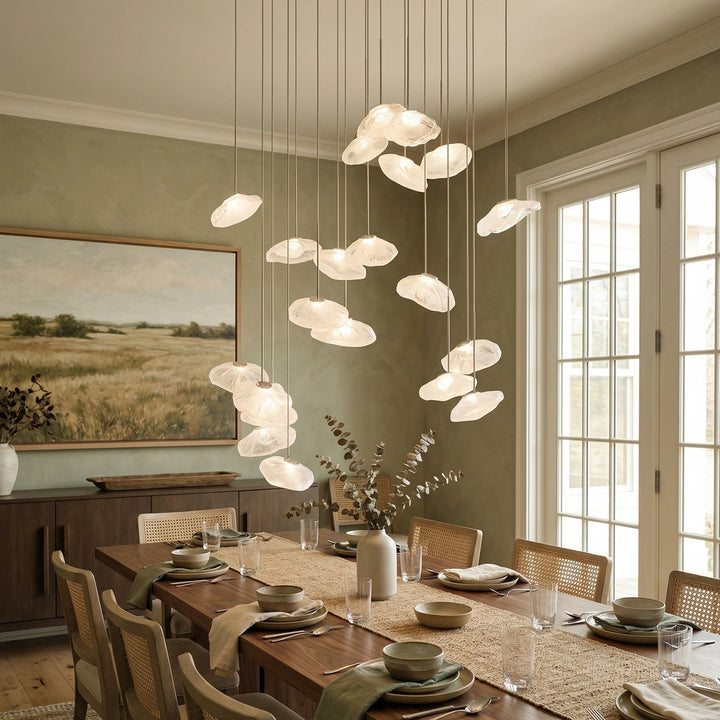 Clear_Halo_Glass_Pendant_Lights_in_Formal_Dining_Room_Woorglamp