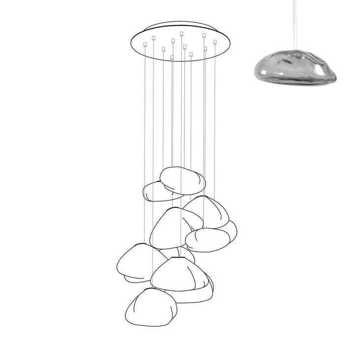 Halo Round Faceted Glass Chandelier