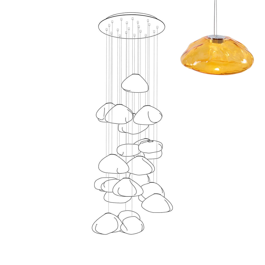 Halo Round Faceted Glass Chandelier