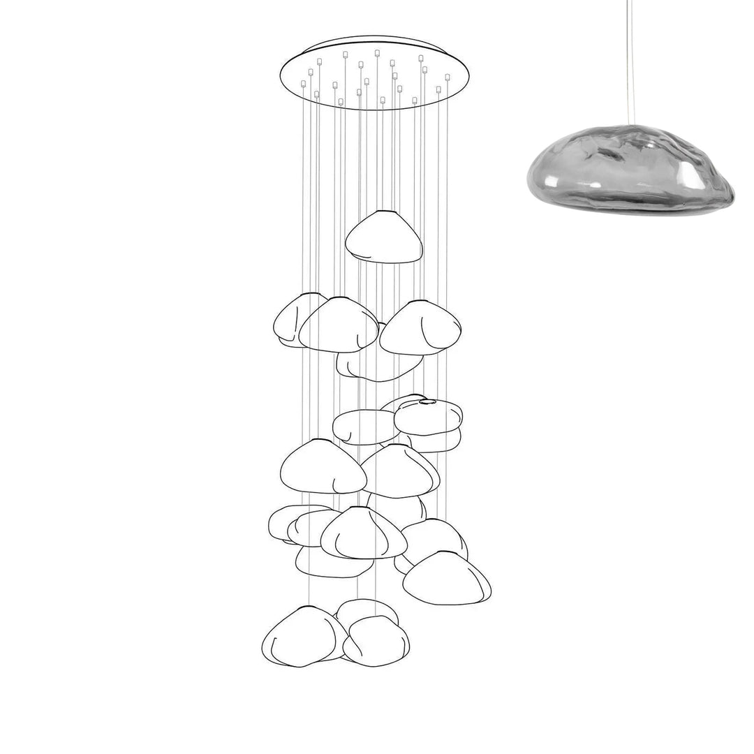 Halo Round Faceted Glass Chandelier