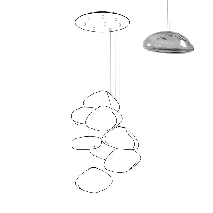 Halo Round Faceted Glass Chandelier