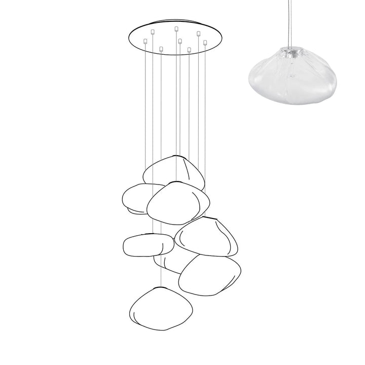 Halo Round Faceted Glass Chandelier