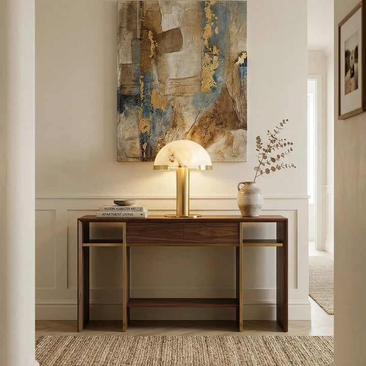 Brass_Alabaster_Table_Lamp_in_Modern_Entryway_Setup_Woorglamp