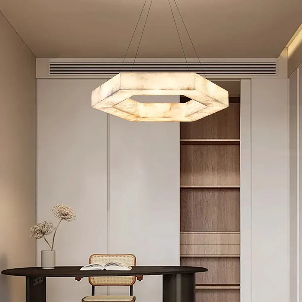 Hexagonal Alabaster Chandelier