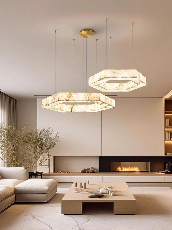 Hexagonal Alabaster Chandelier