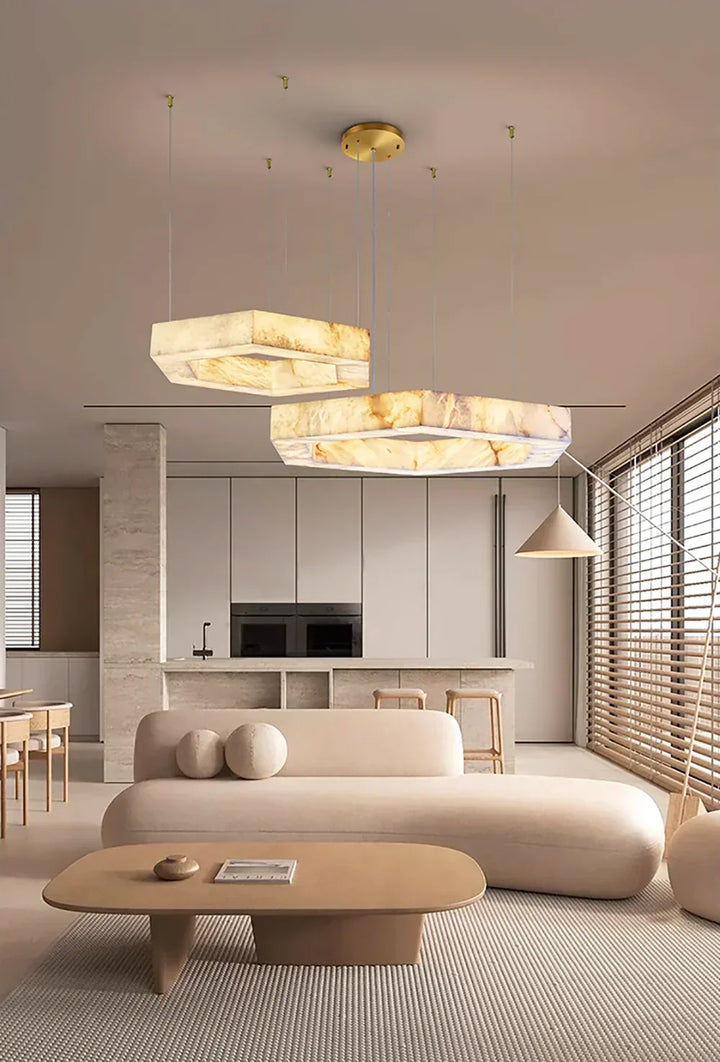 Hexagonal Alabaster Chandelier