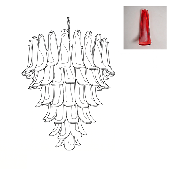 Large Vintage Murano Petal Chandelier