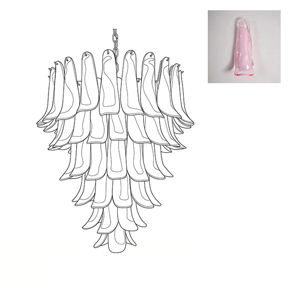 Large Vintage Murano Petal Chandelier