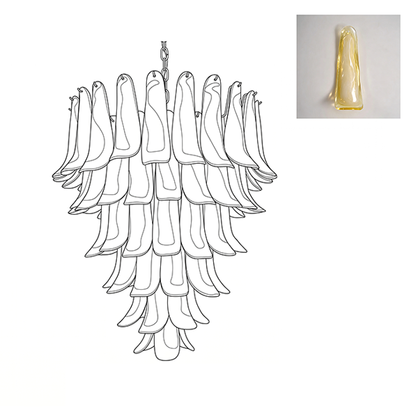 Large Vintage Murano Petal Chandelier
