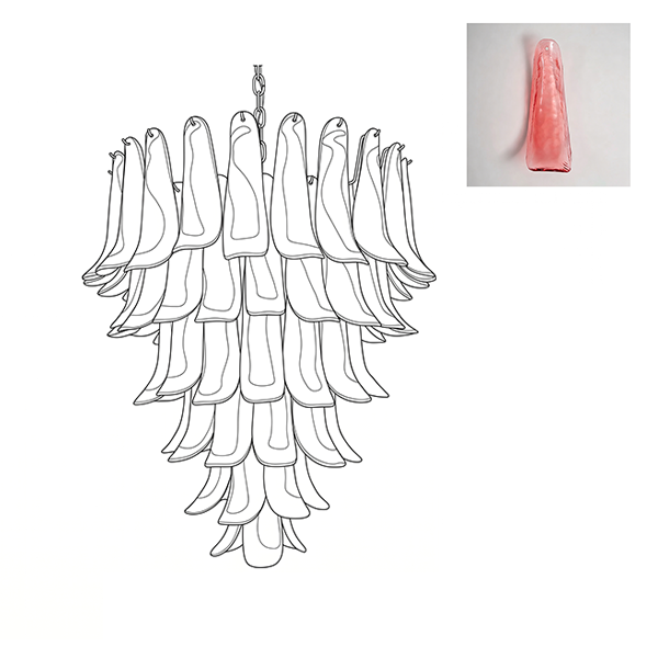 Large Vintage Murano Petal Chandelier