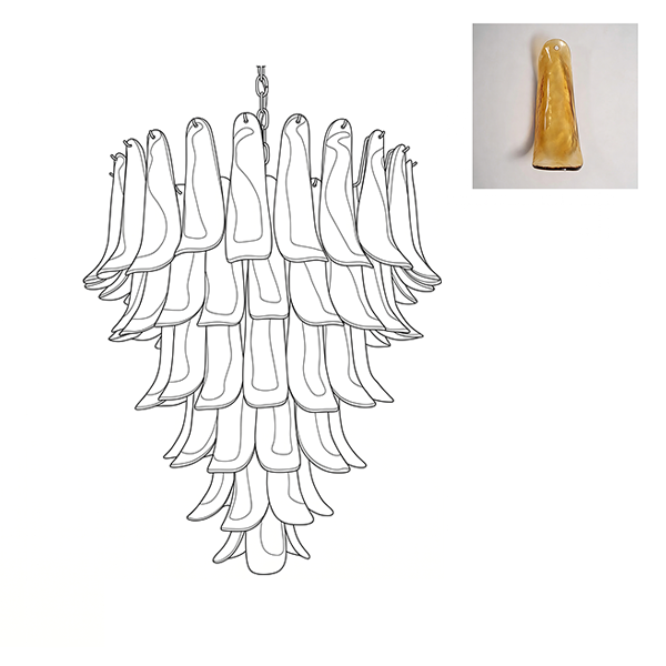 Large Vintage Murano Petal Chandelier