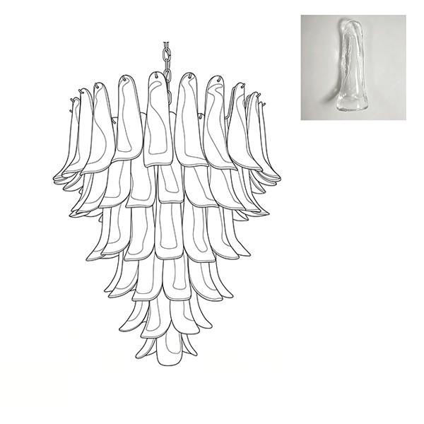 Large Vintage Murano Petal Chandelier