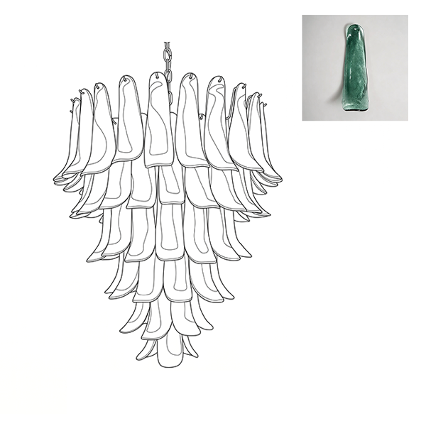 Large Vintage Murano Petal Chandelier