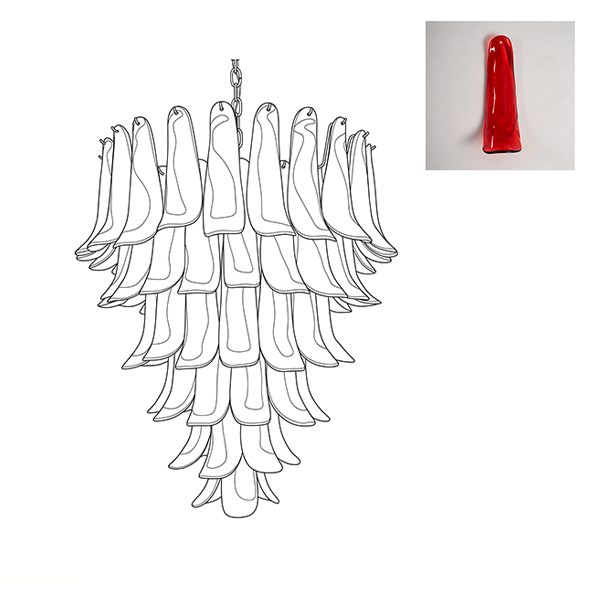 Large Vintage Murano Petal Chandelier
