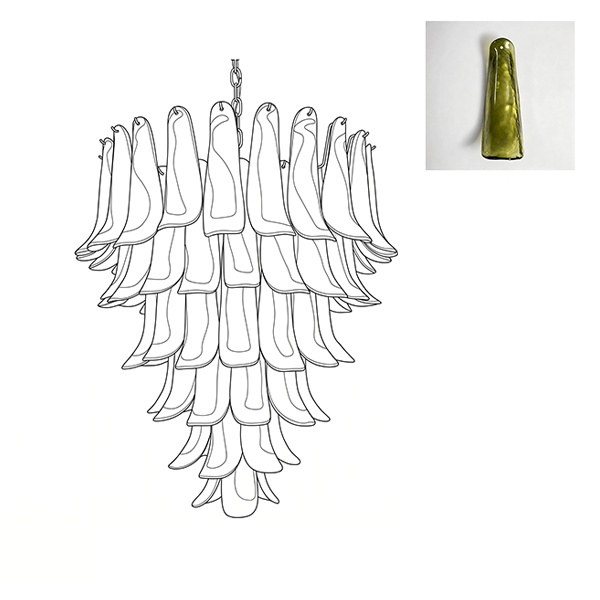 Large Vintage Murano Petal Chandelier