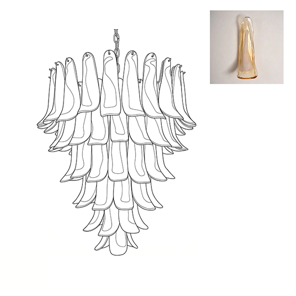Large Vintage Murano Petal Chandelier