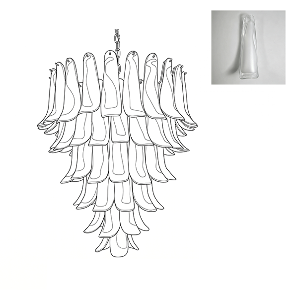 Large Vintage Murano Petal Chandelier