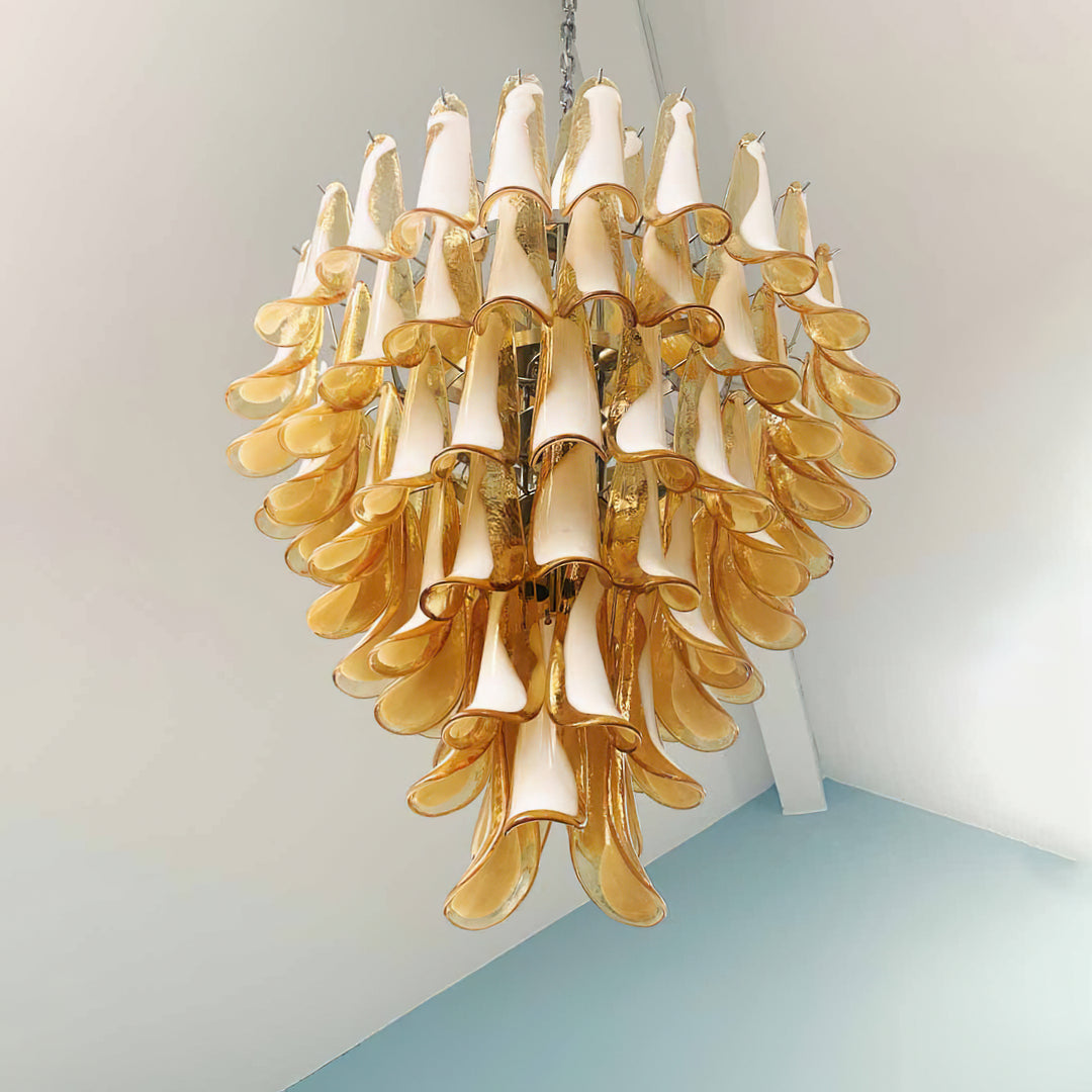 Large Vintage Murano Petal Chandelier