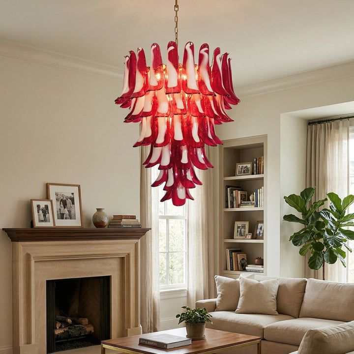 Large Vintage Murano Petal Chandelier