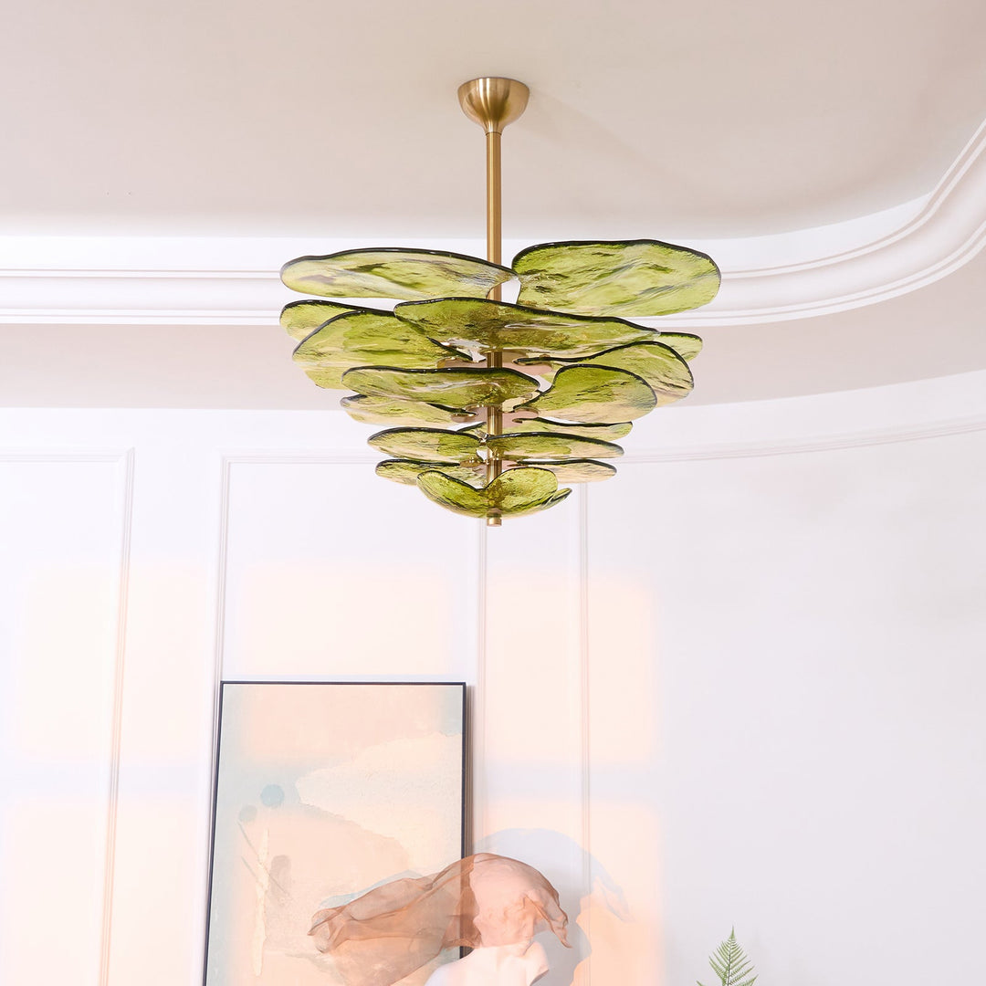 Lotus Leaf Layered Glass Chandelier