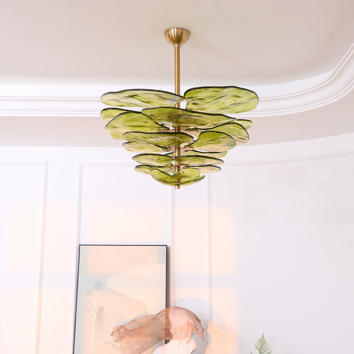 Lotus Leaf Layered Glass Chandelier