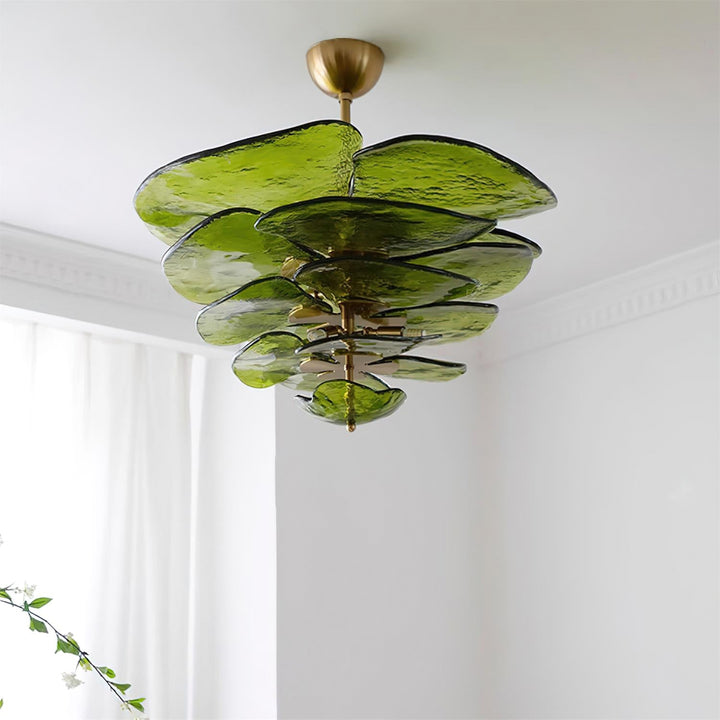 Lotus Leaf Layered Glass Chandelier