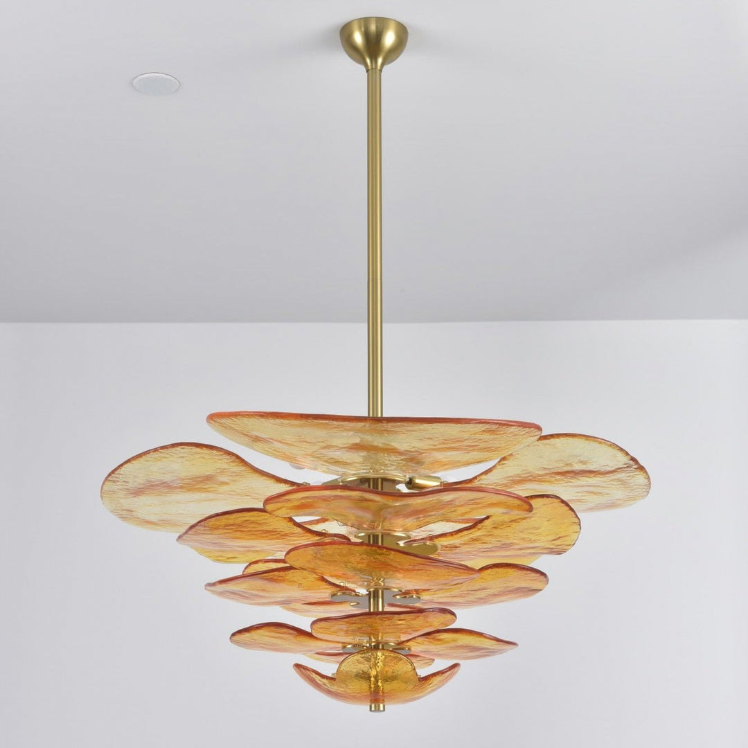 Lotus Leaf Layered Glass Chandelier