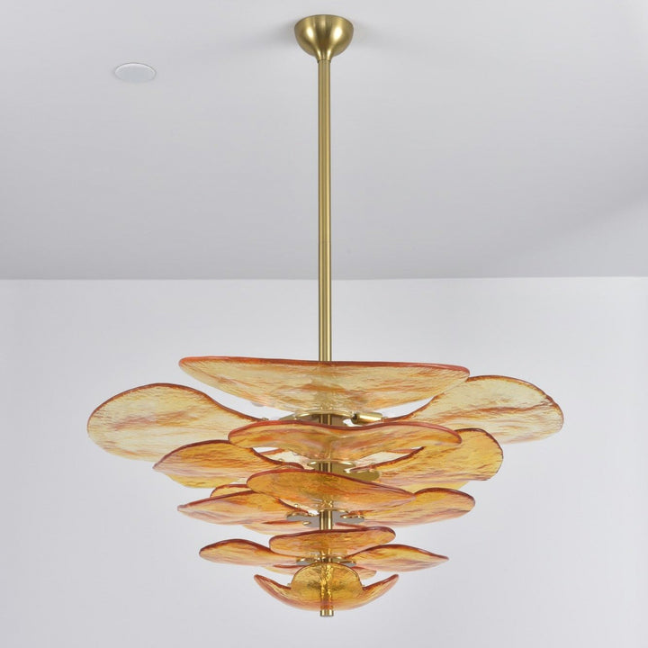 Lotus Leaf Layered Glass Chandelier