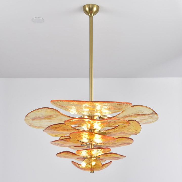 Lotus Leaf Layered Glass Chandelier
