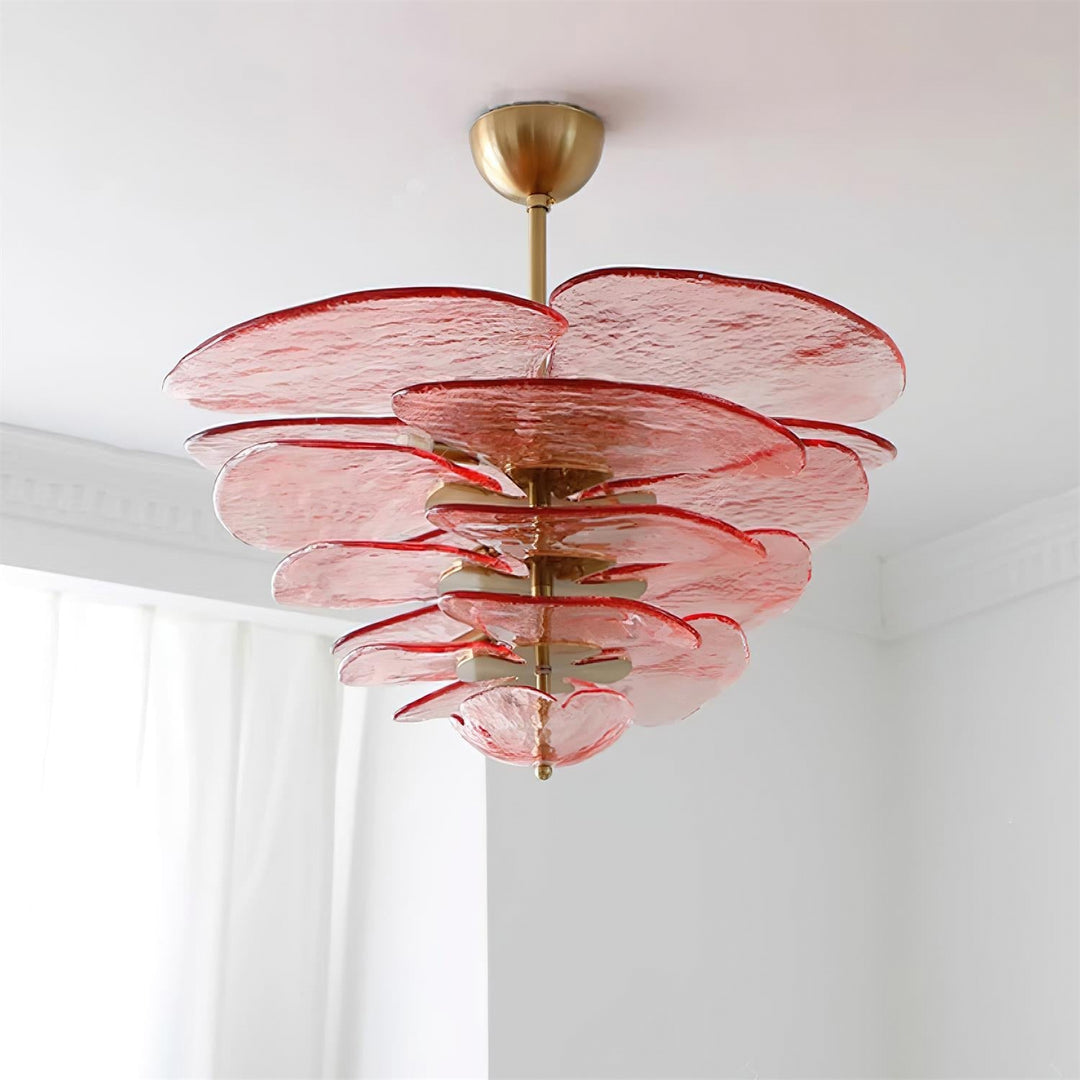 Lotus Leaf Layered Glass Chandelier