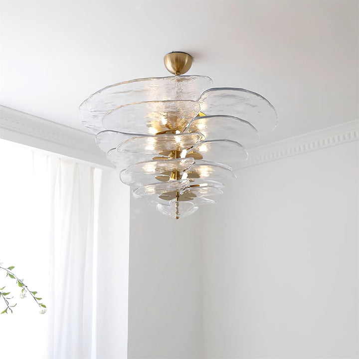 Lotus Leaf Layered Glass Chandelier