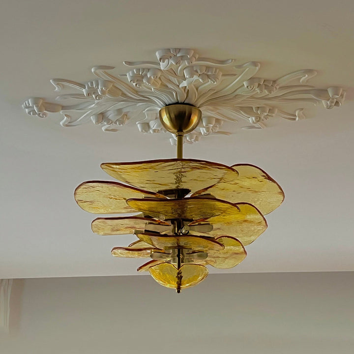 Lotus Leaf Layered Glass Chandelier