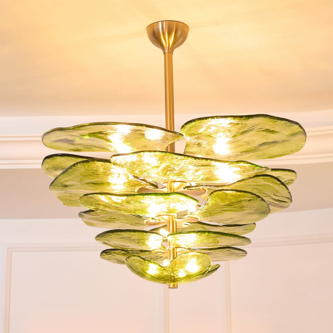 Lotus Leaf Layered Glass Chandelier
