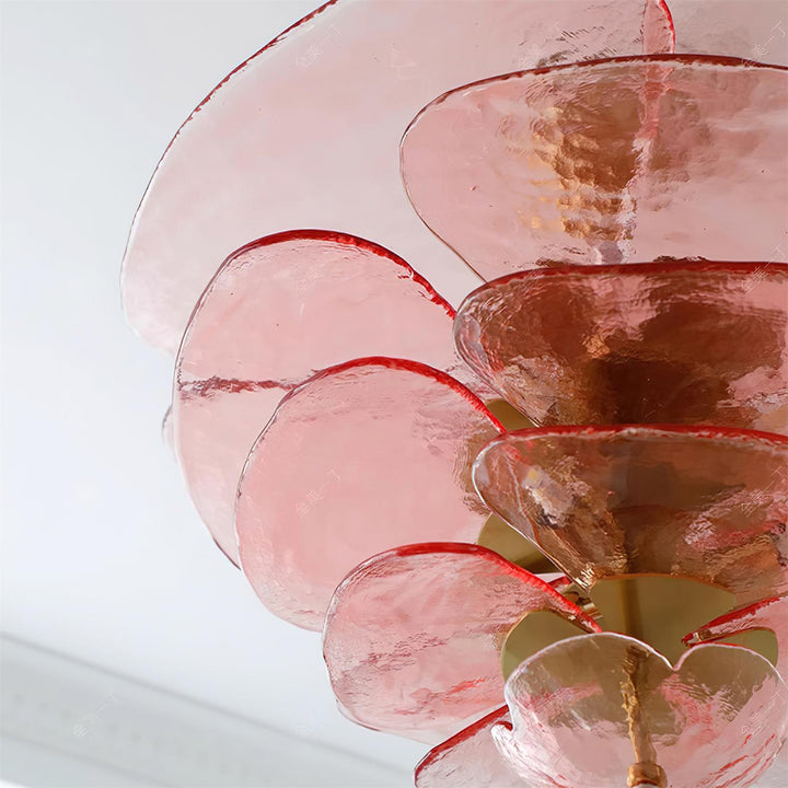 Lotus Leaf Layered Glass Chandelier
